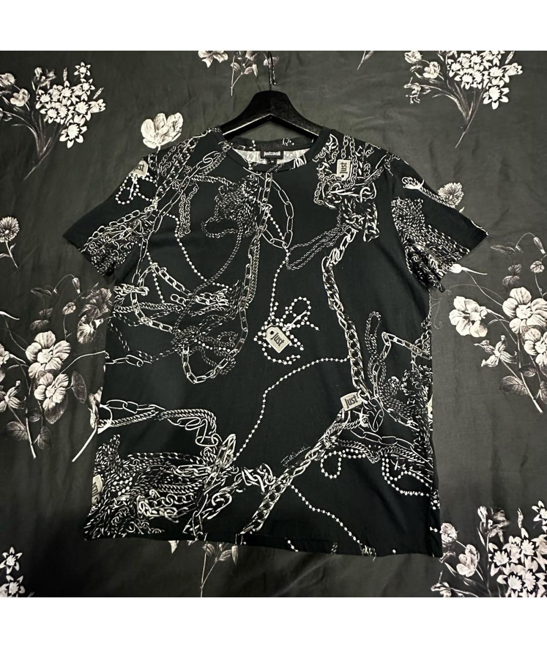 JUST CAVALLI Черная хлопковая футболка, фото 4