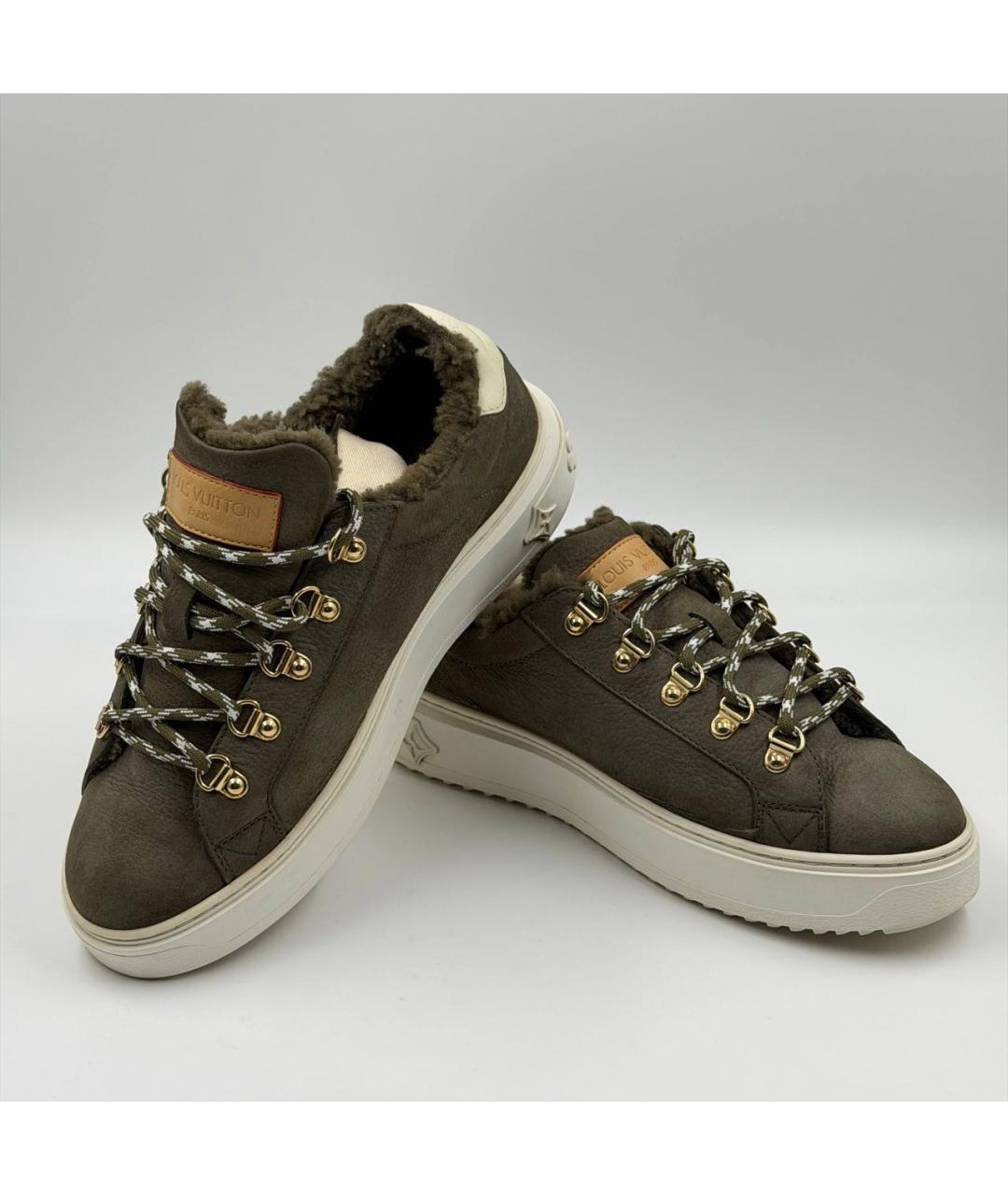 LOUIS VUITTON Зеленые кожаные кеды, фото 4