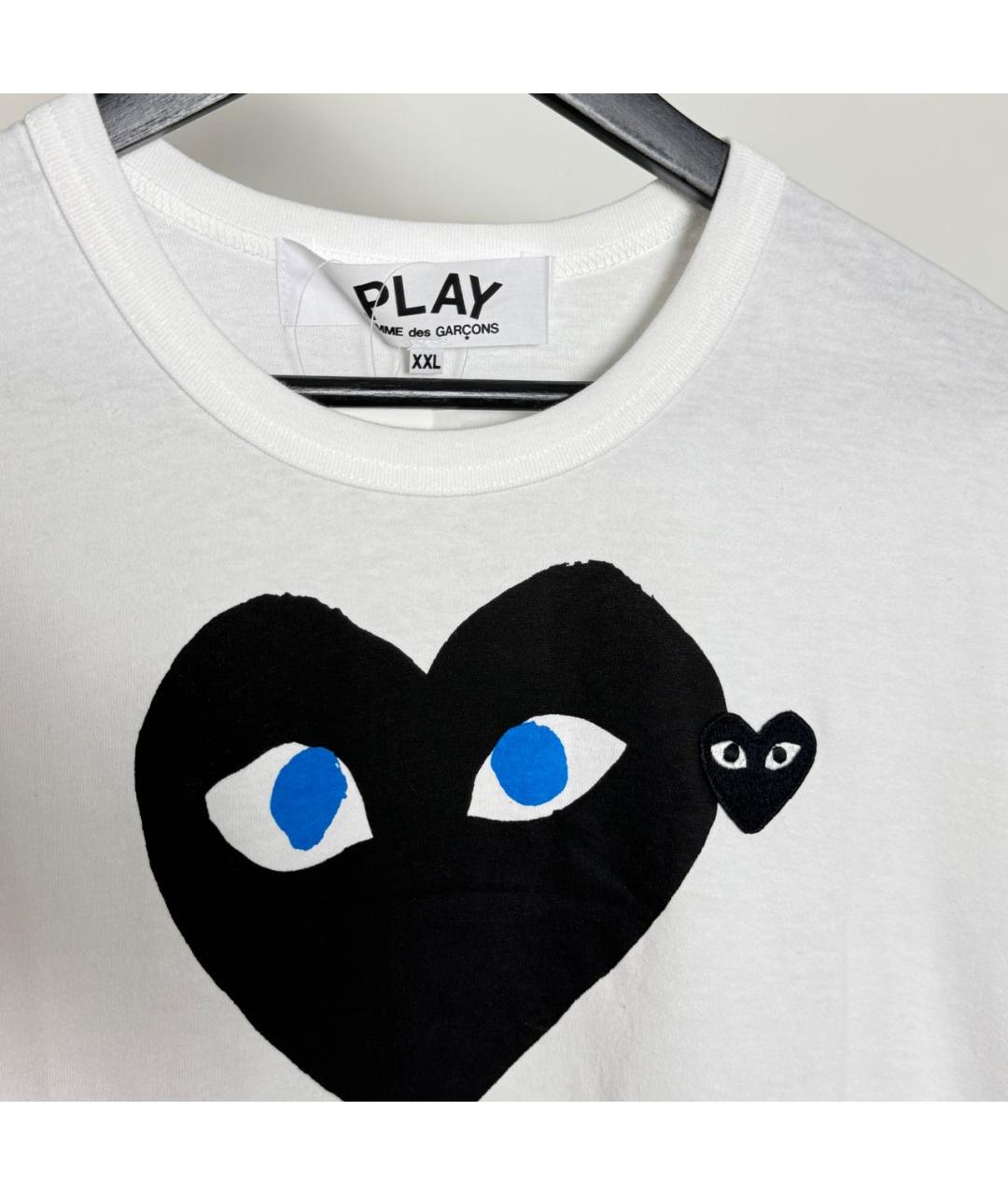COMME DES GARÇONS PLAY Белая хлопковая футболка, фото 2