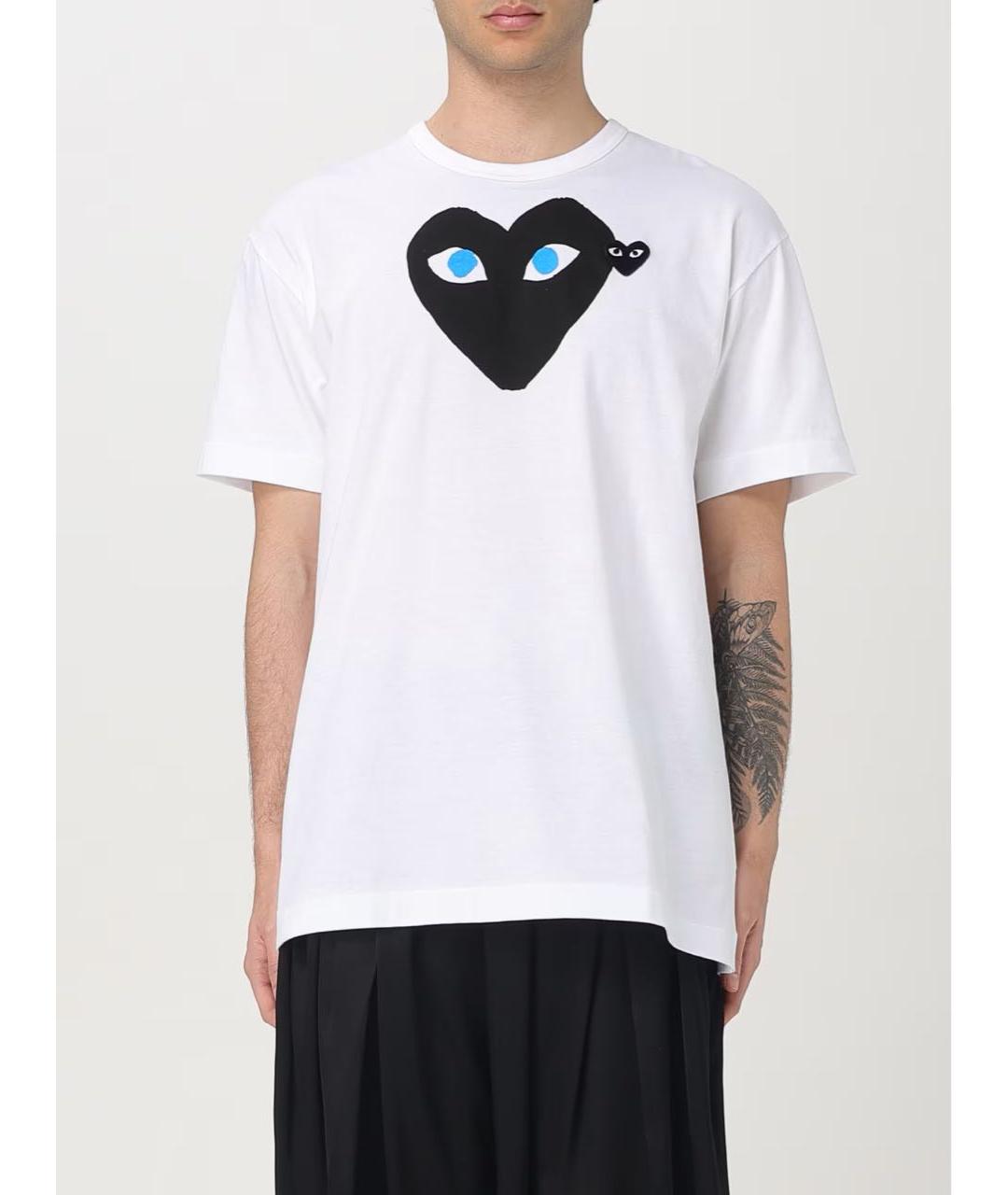 COMME DES GARÇONS PLAY Белая хлопковая футболка, фото 4