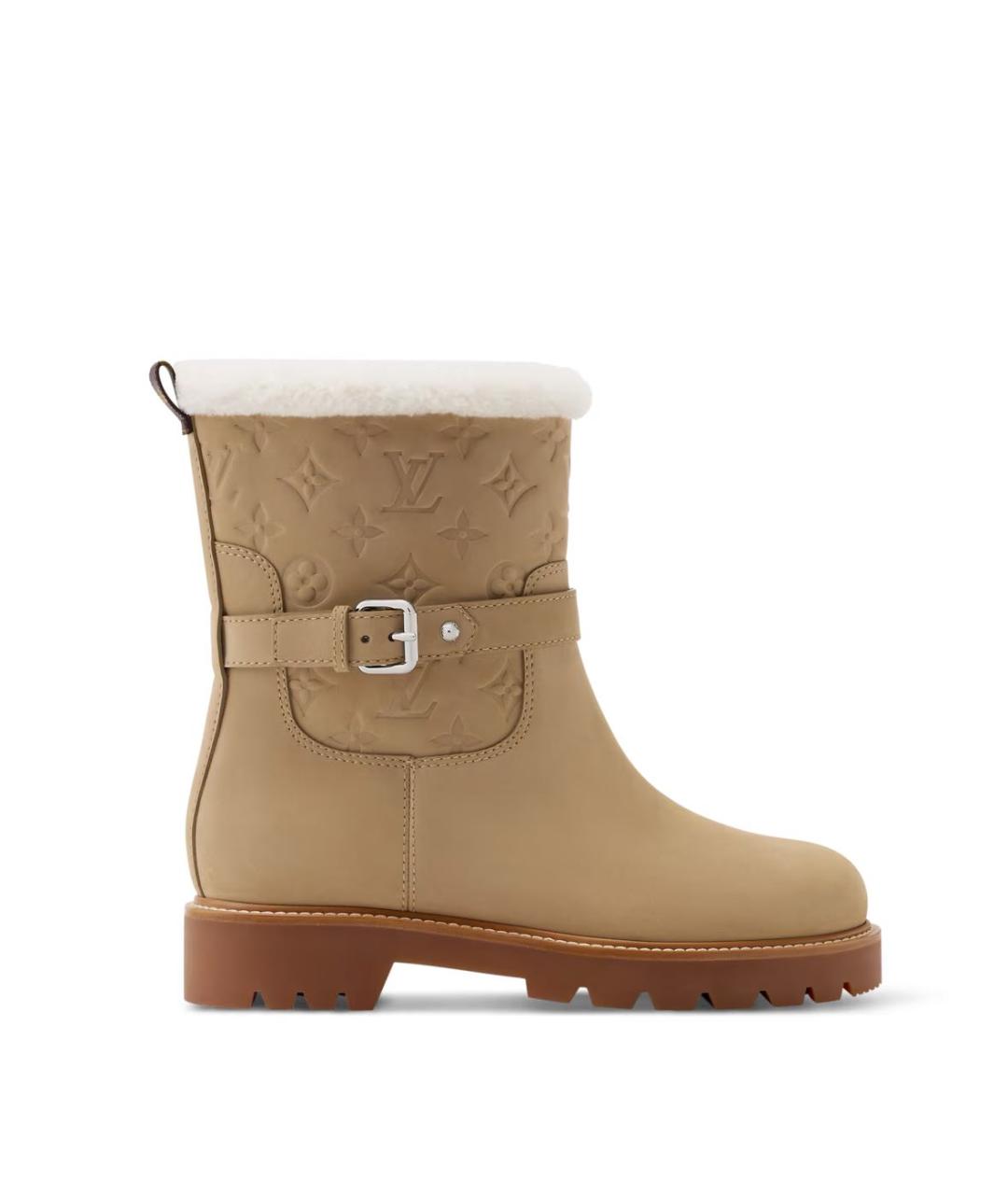 LOUIS VUITTON Бежевые кожаные ботинки, фото 5