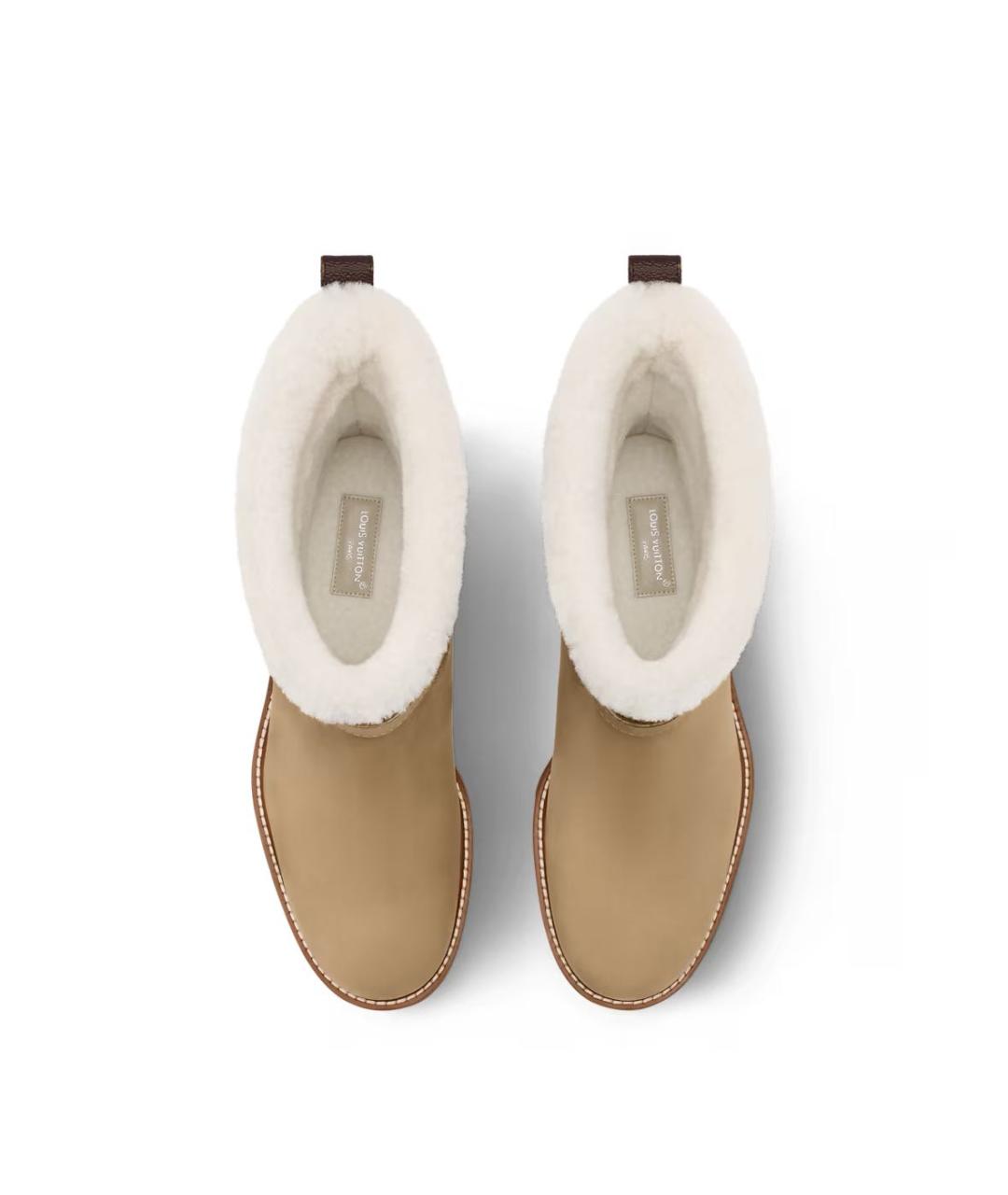 LOUIS VUITTON Бежевые кожаные ботинки, фото 4