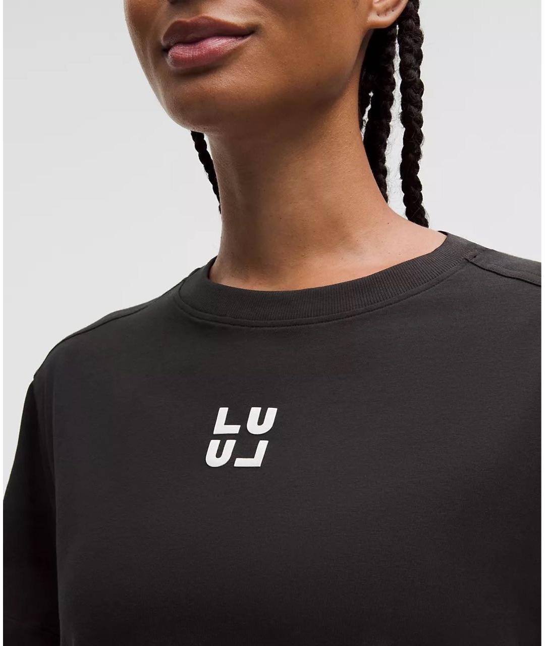 Lululemon Черная хлопко-эластановая футболка, фото 2