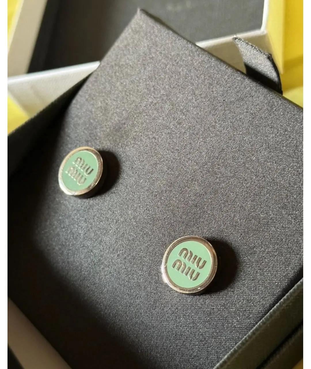 MIU MIU Зеленые металлические серьги, фото 4