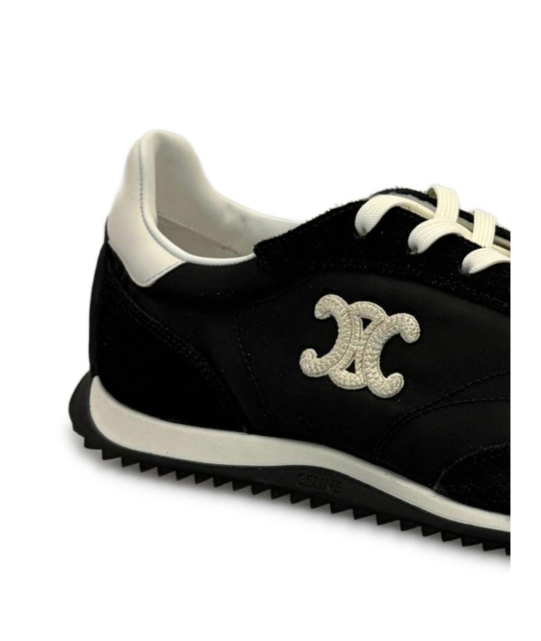 CELINE Черные текстильные низкие кроссовки / кеды, фото 2