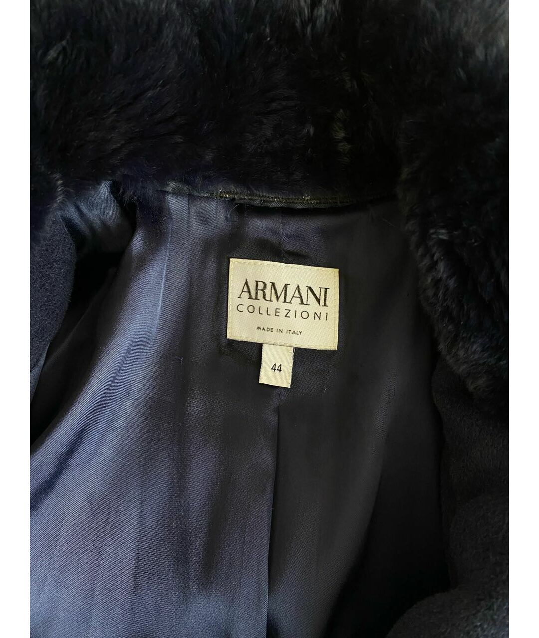 ARMANI COLLEZIONI Темно-синее шерстяное пальто, фото 6