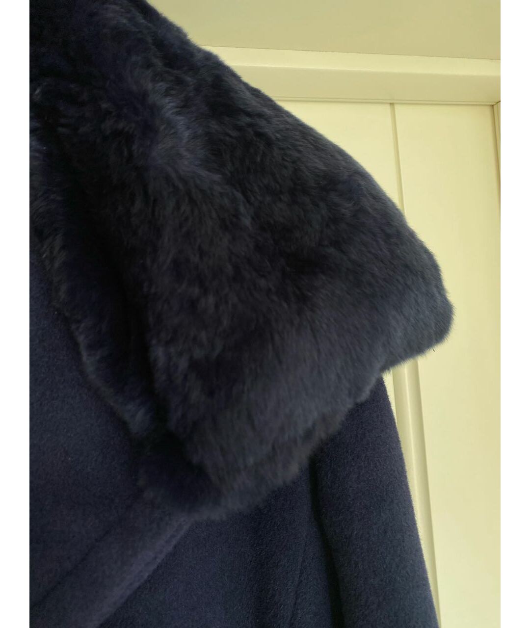 ARMANI COLLEZIONI Темно-синее шерстяное пальто, фото 5