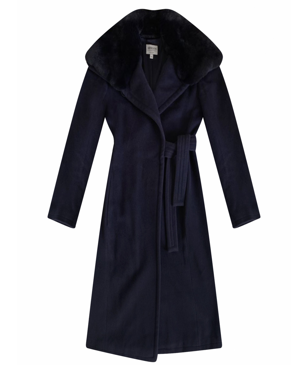 ARMANI COLLEZIONI Темно-синее шерстяное пальто, фото 1