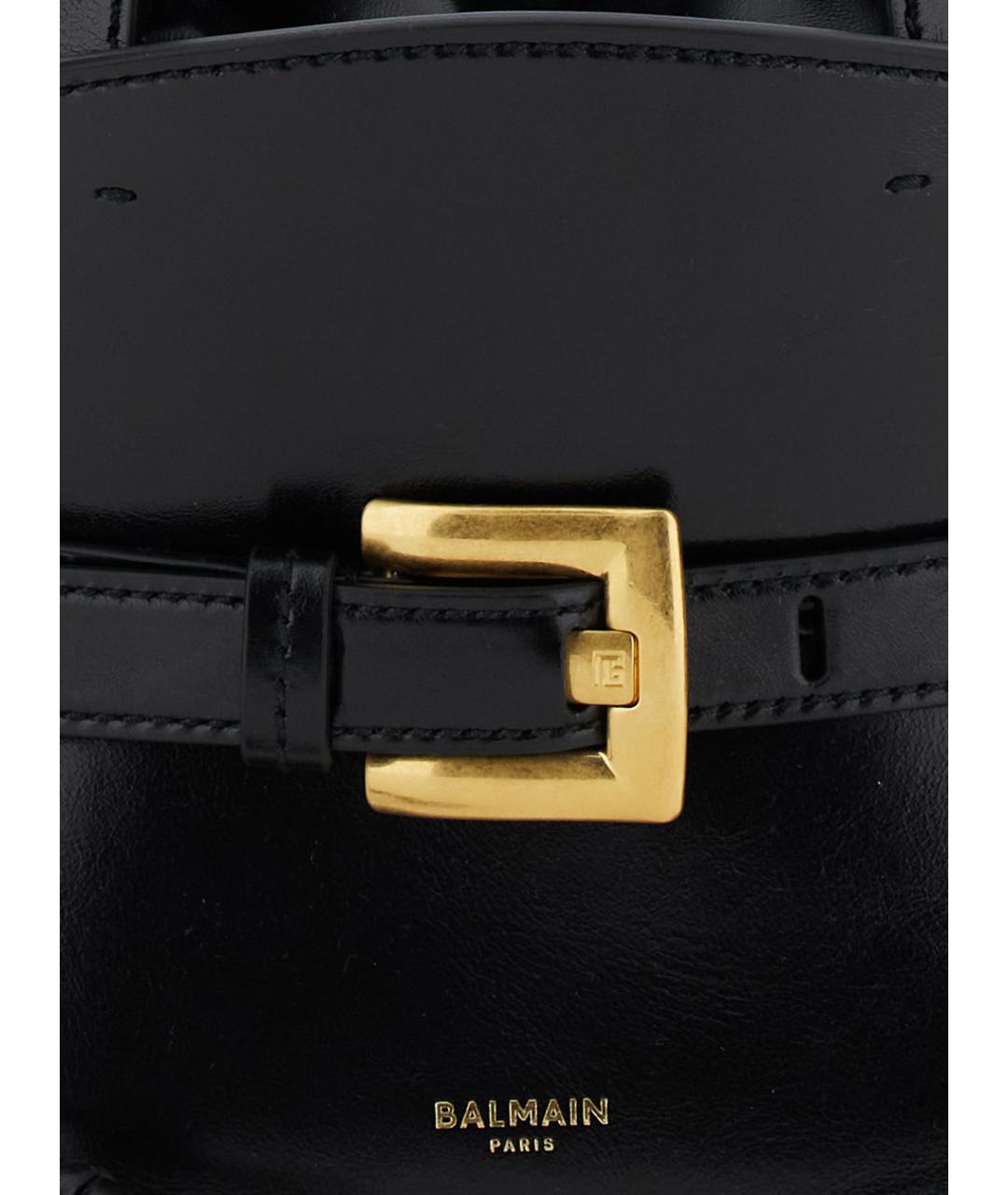 BALMAIN Черная кожаная сумка с короткими ручками, фото 3