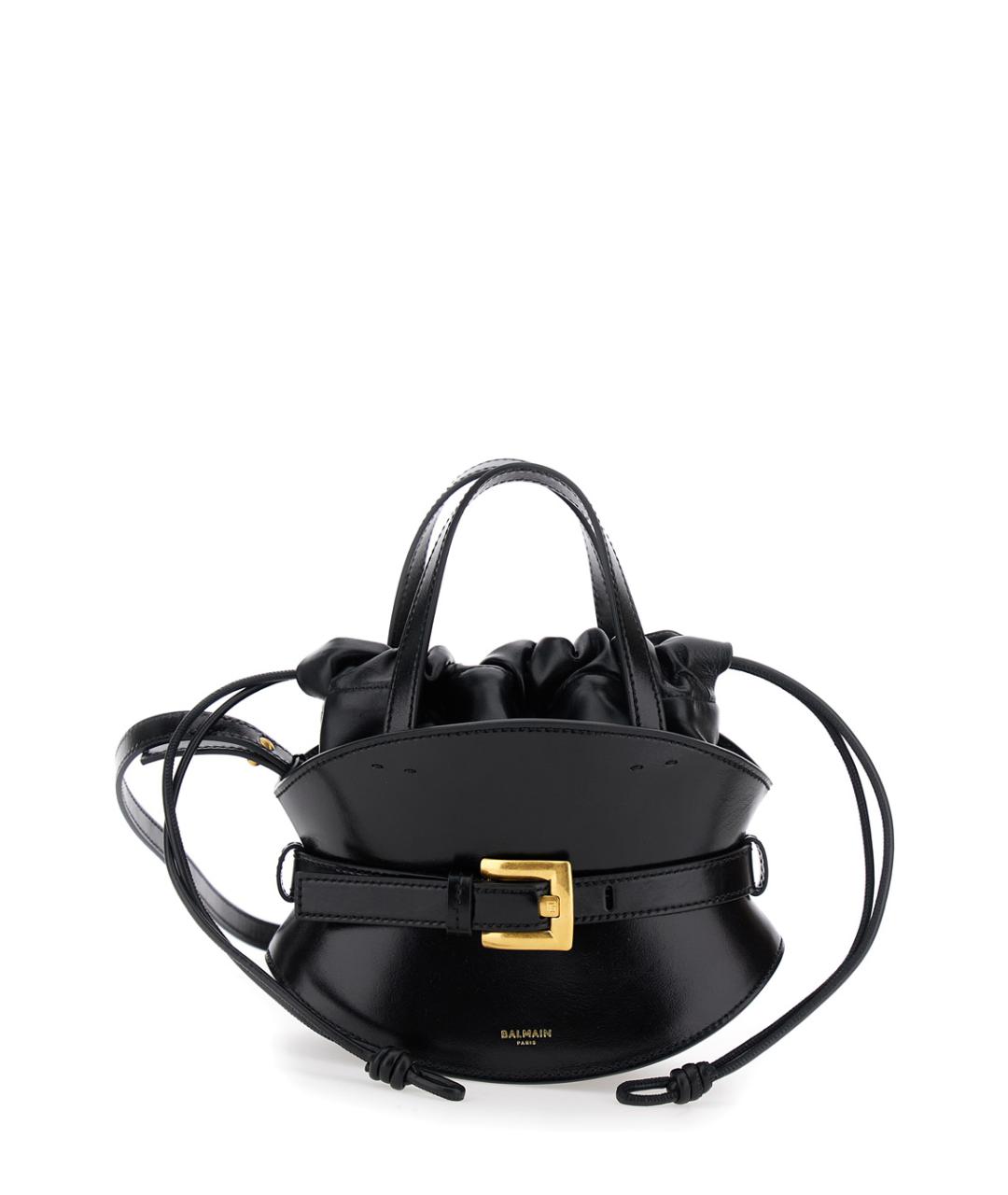 BALMAIN Черная кожаная сумка с короткими ручками, фото 1