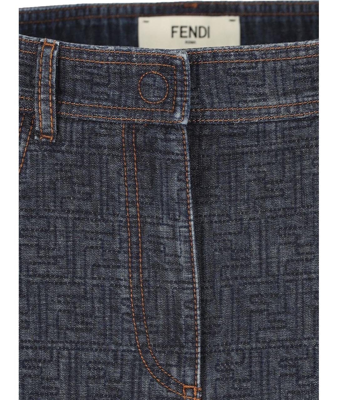 FENDI Темно-синяя хлопковая юбка миди, фото 2