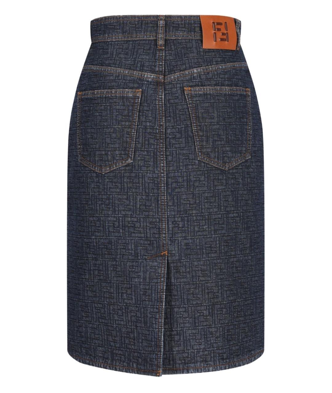 FENDI Темно-синяя хлопковая юбка миди, фото 3
