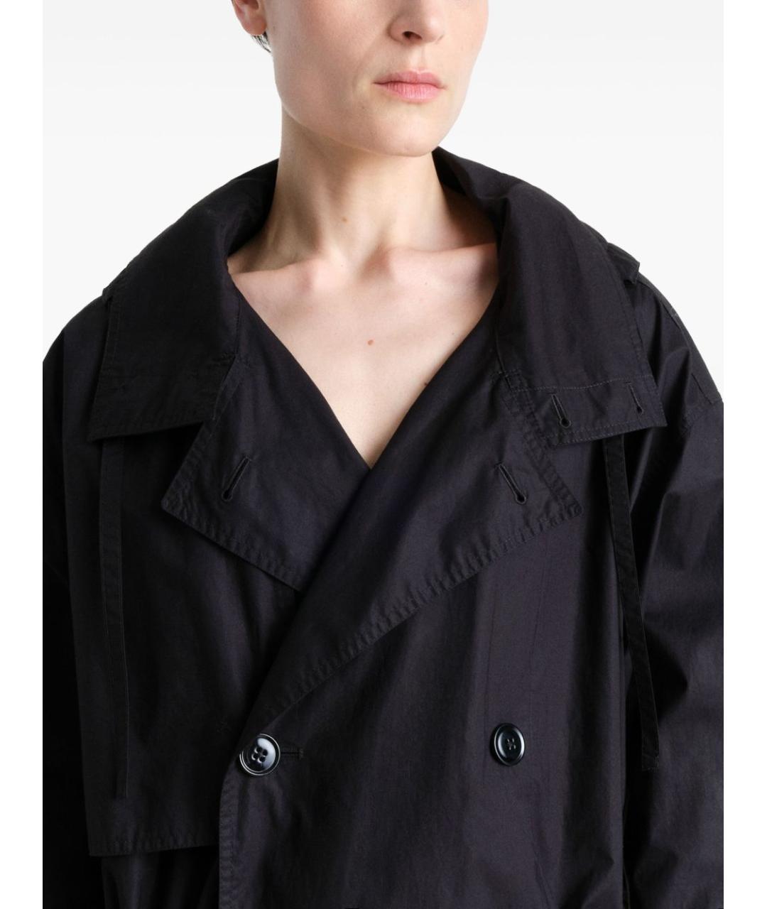 LEMAIRE Черный хлопковый тренч/плащ, фото 2