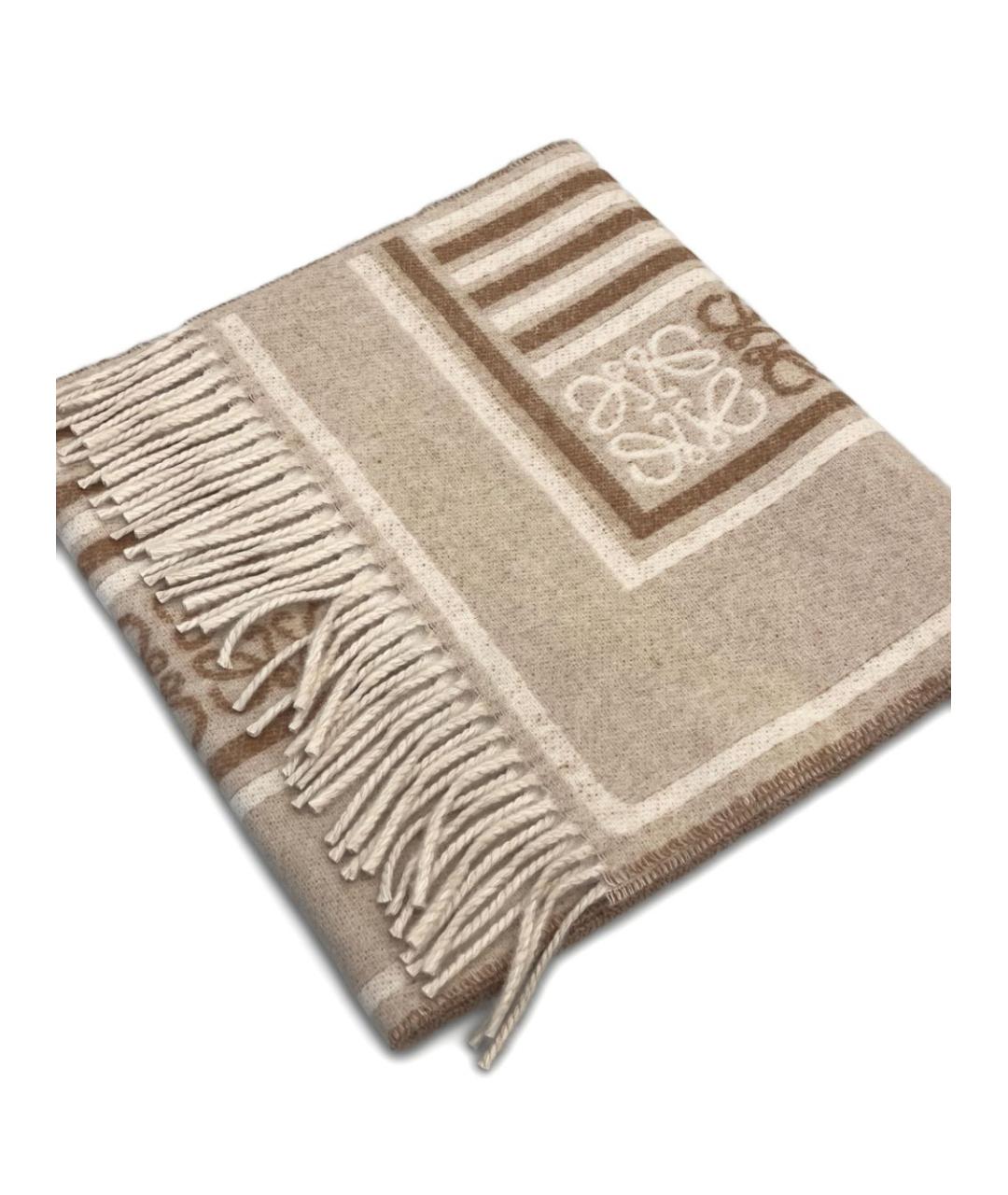 LOEWE Бежевый кашемировый шарф, фото 2