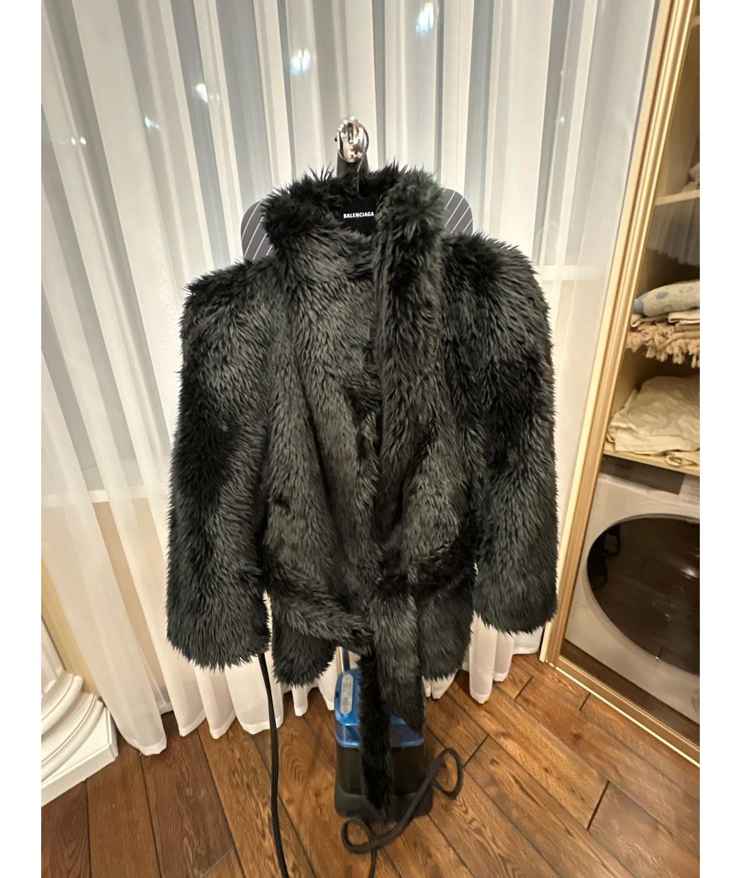 BALENCIAGA Черная полиамидовая шуба, фото 7