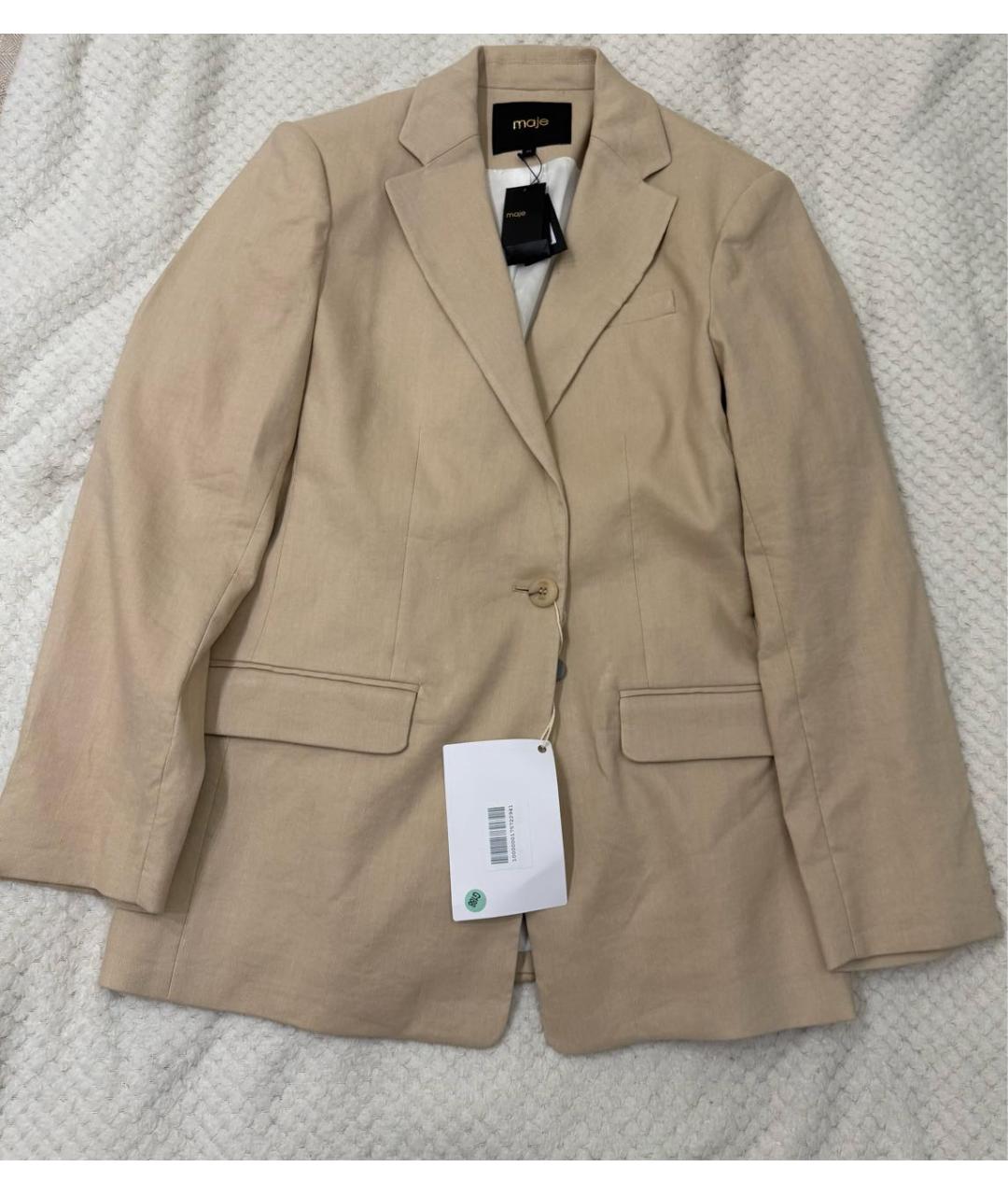 MAJE Бежевый льняной жакет/пиджак, фото 2