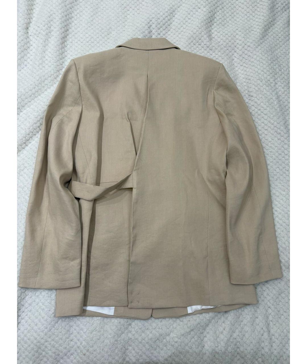 MAJE Бежевый льняной жакет/пиджак, фото 5