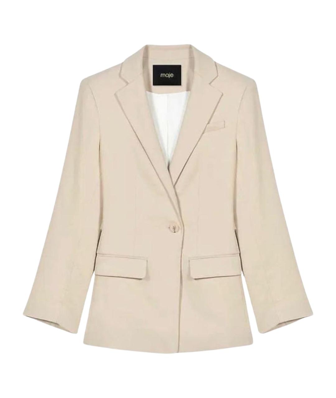 MAJE Бежевый льняной жакет/пиджак, фото 1