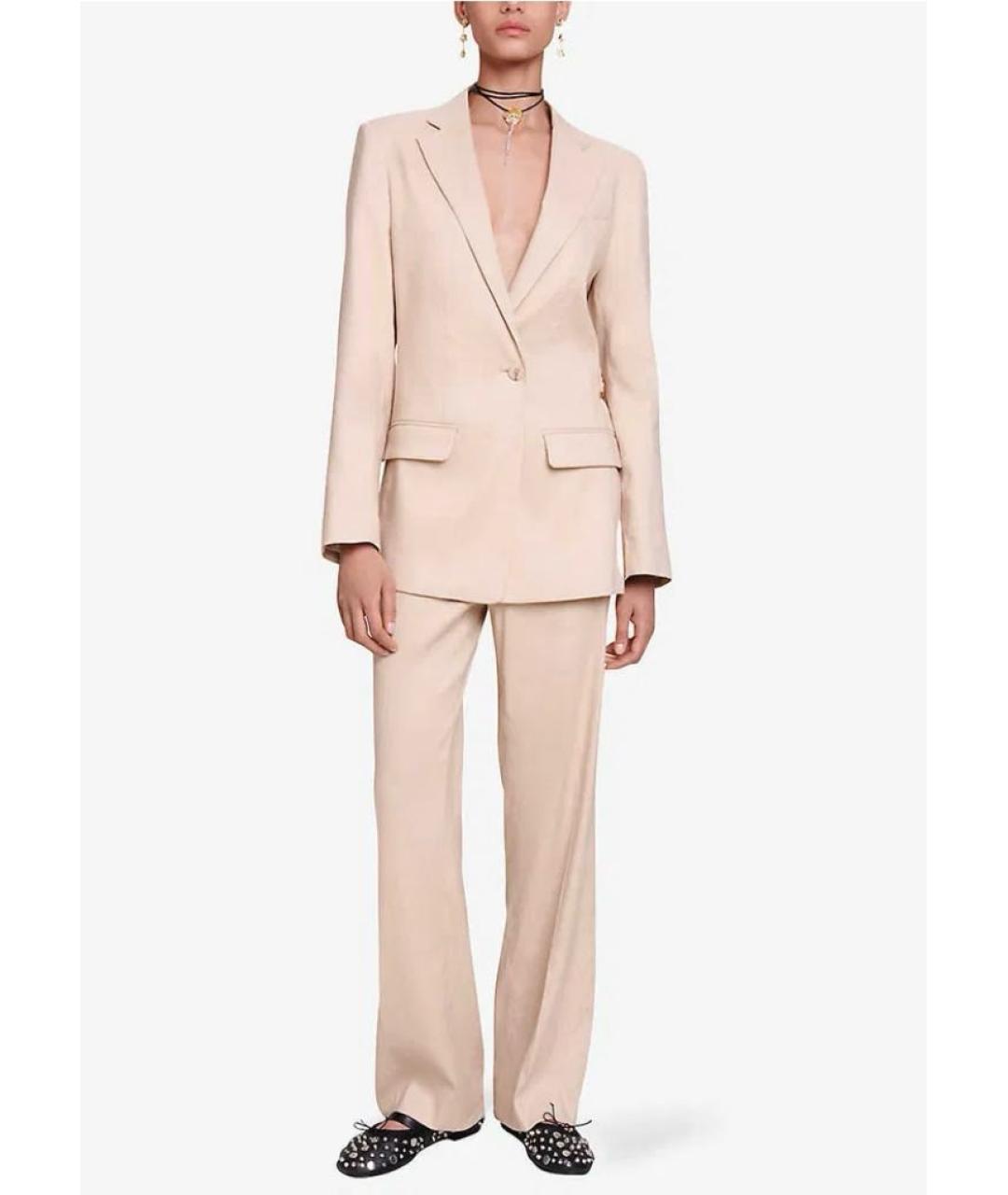 MAJE Бежевый льняной жакет/пиджак, фото 7