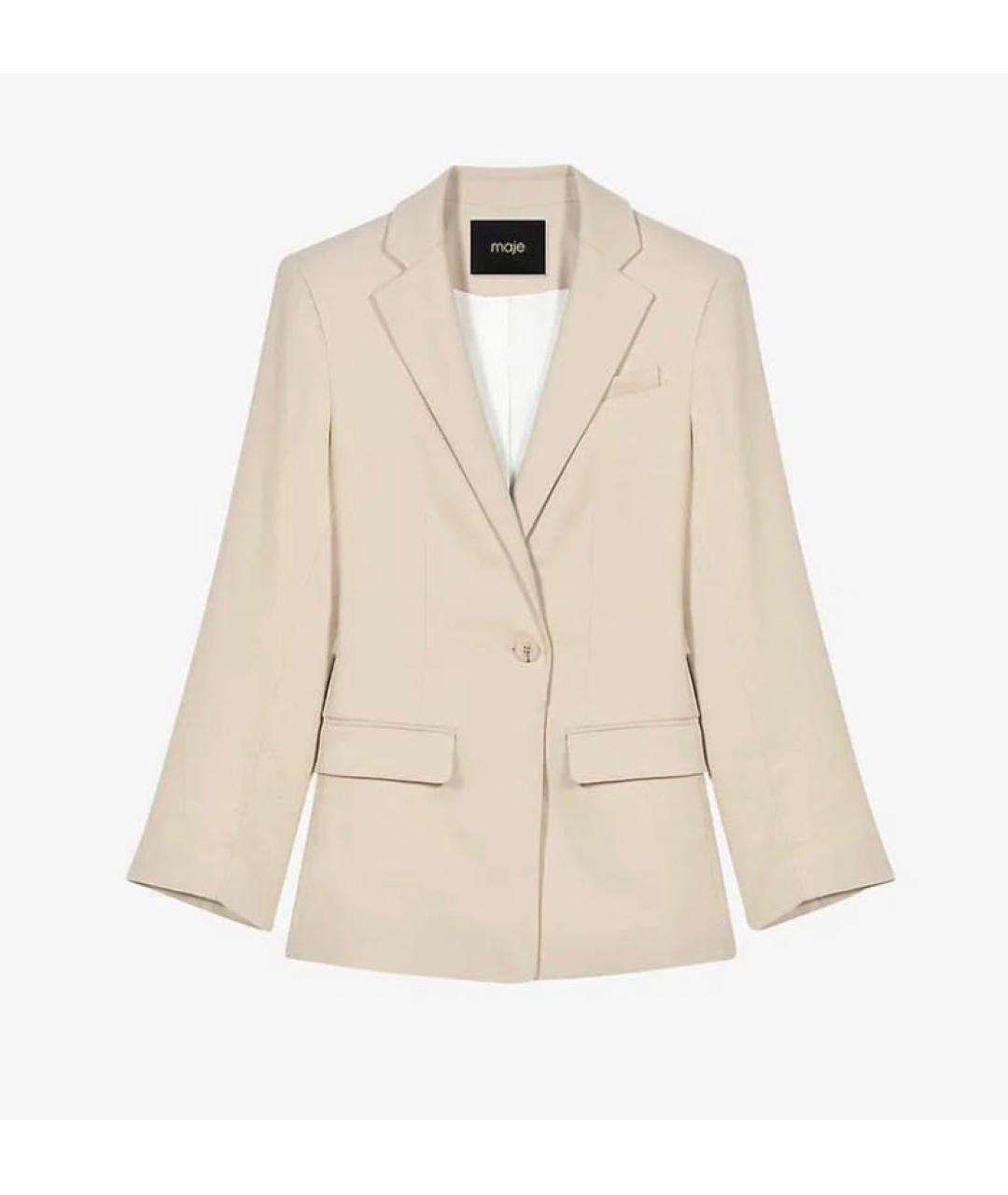 MAJE Бежевый льняной жакет/пиджак, фото 9