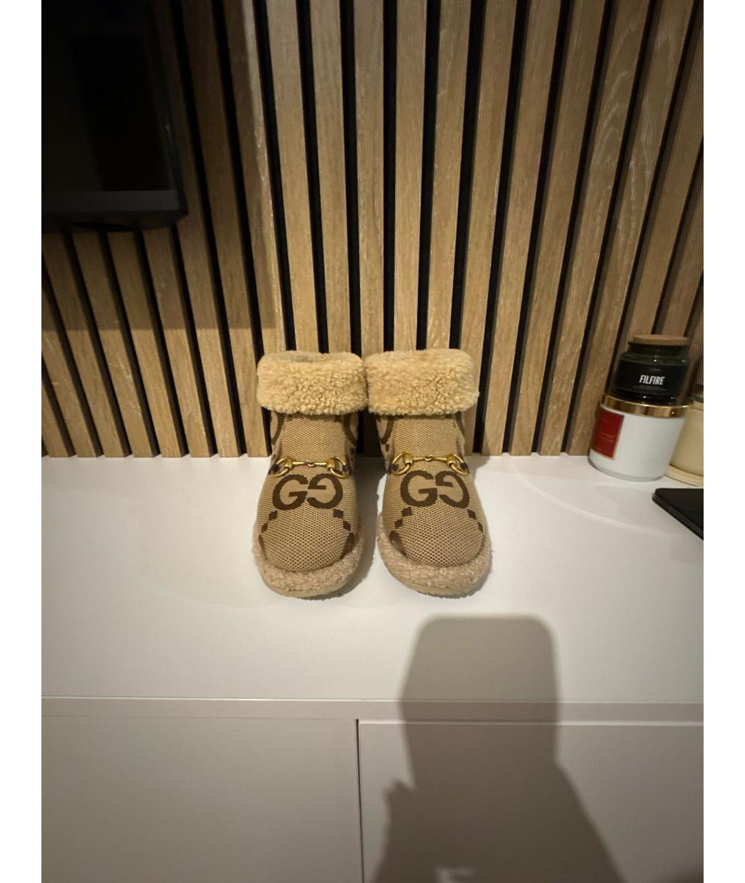 GUCCI Бежевые текстильные полусапоги, фото 2