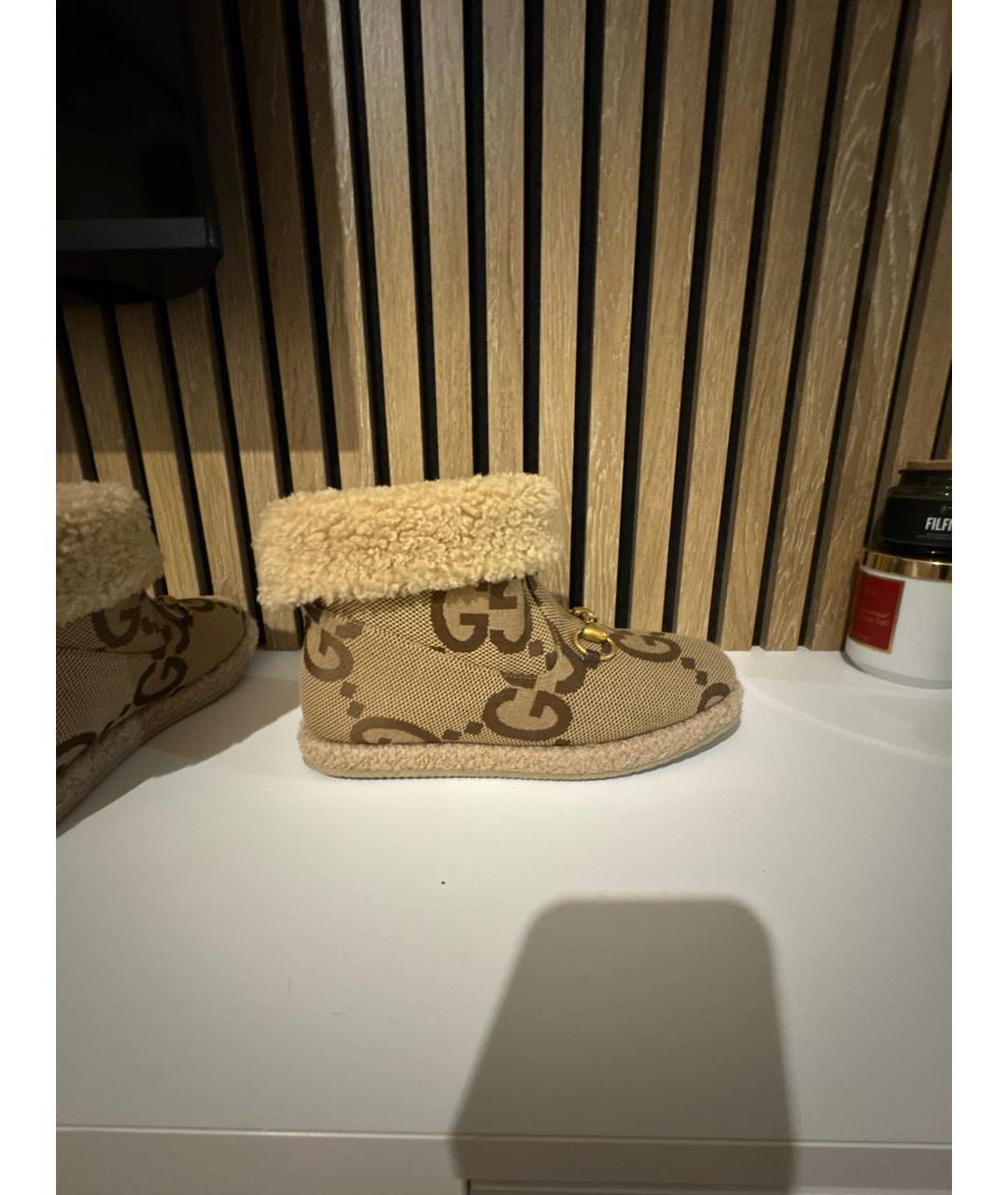 GUCCI Бежевые текстильные полусапоги, фото 5
