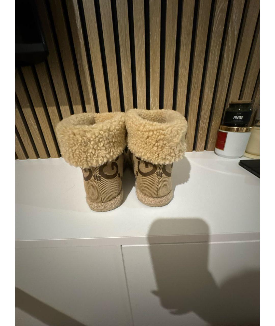 GUCCI Бежевые текстильные полусапоги, фото 4