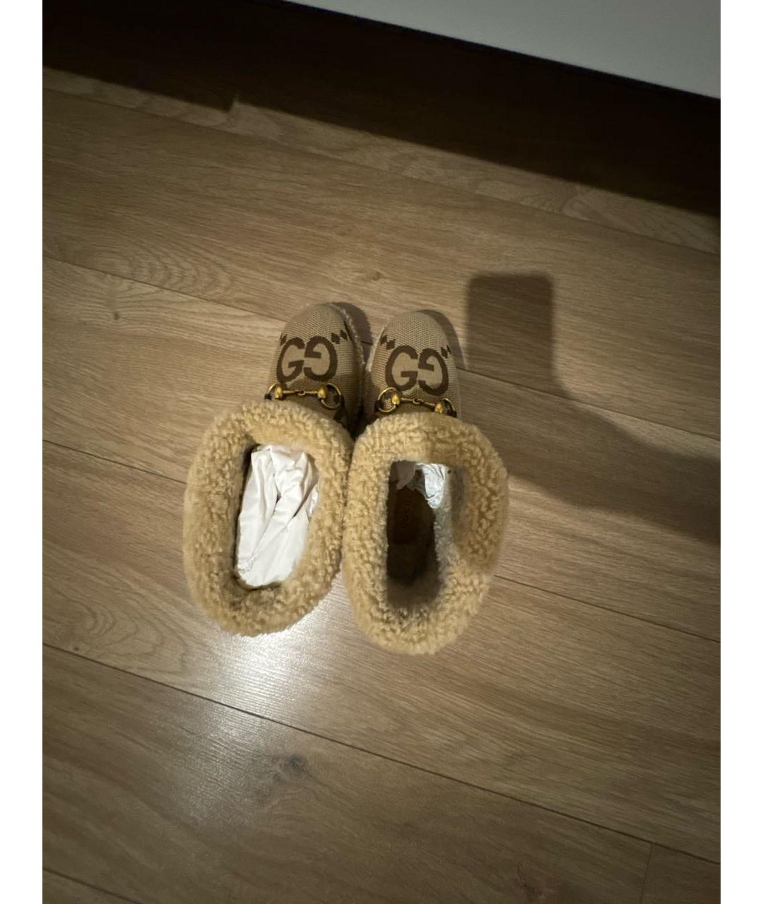 GUCCI Бежевые текстильные полусапоги, фото 3