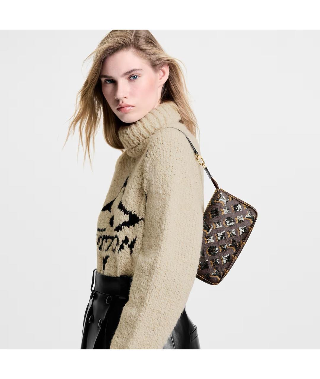 LOUIS VUITTON Коричневая кожаная косметичка, фото 2