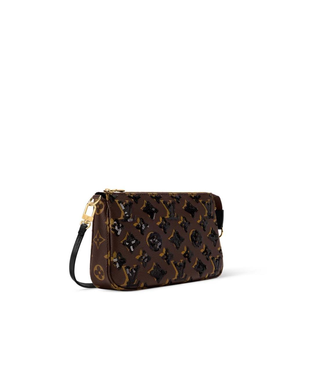 LOUIS VUITTON Коричневая кожаная косметичка, фото 3