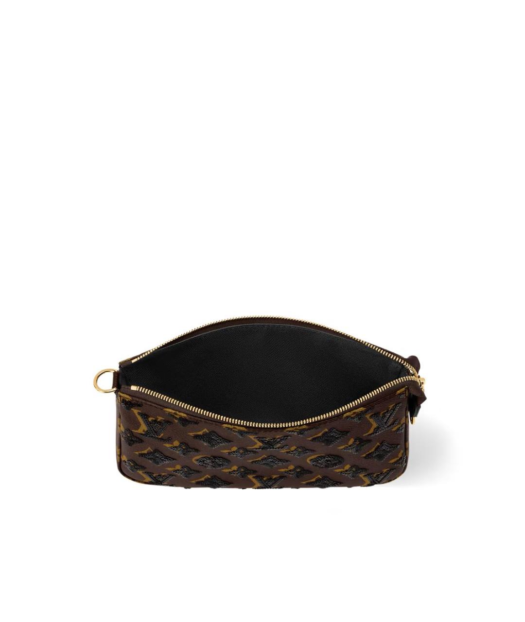 LOUIS VUITTON Коричневая кожаная косметичка, фото 4