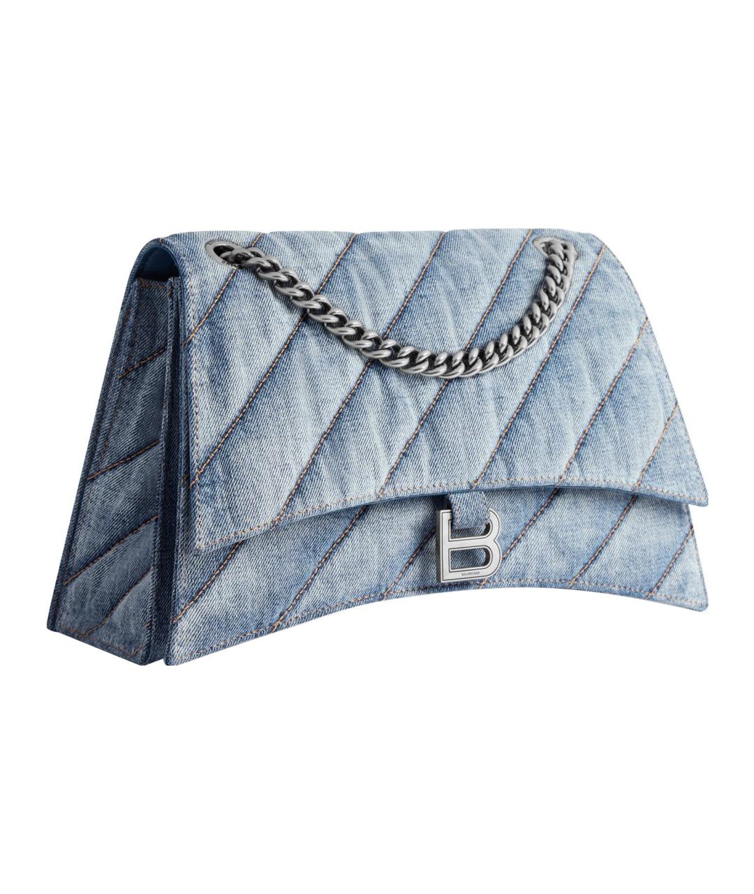 BALENCIAGA Голубая тканевая сумка через плечо, фото 3