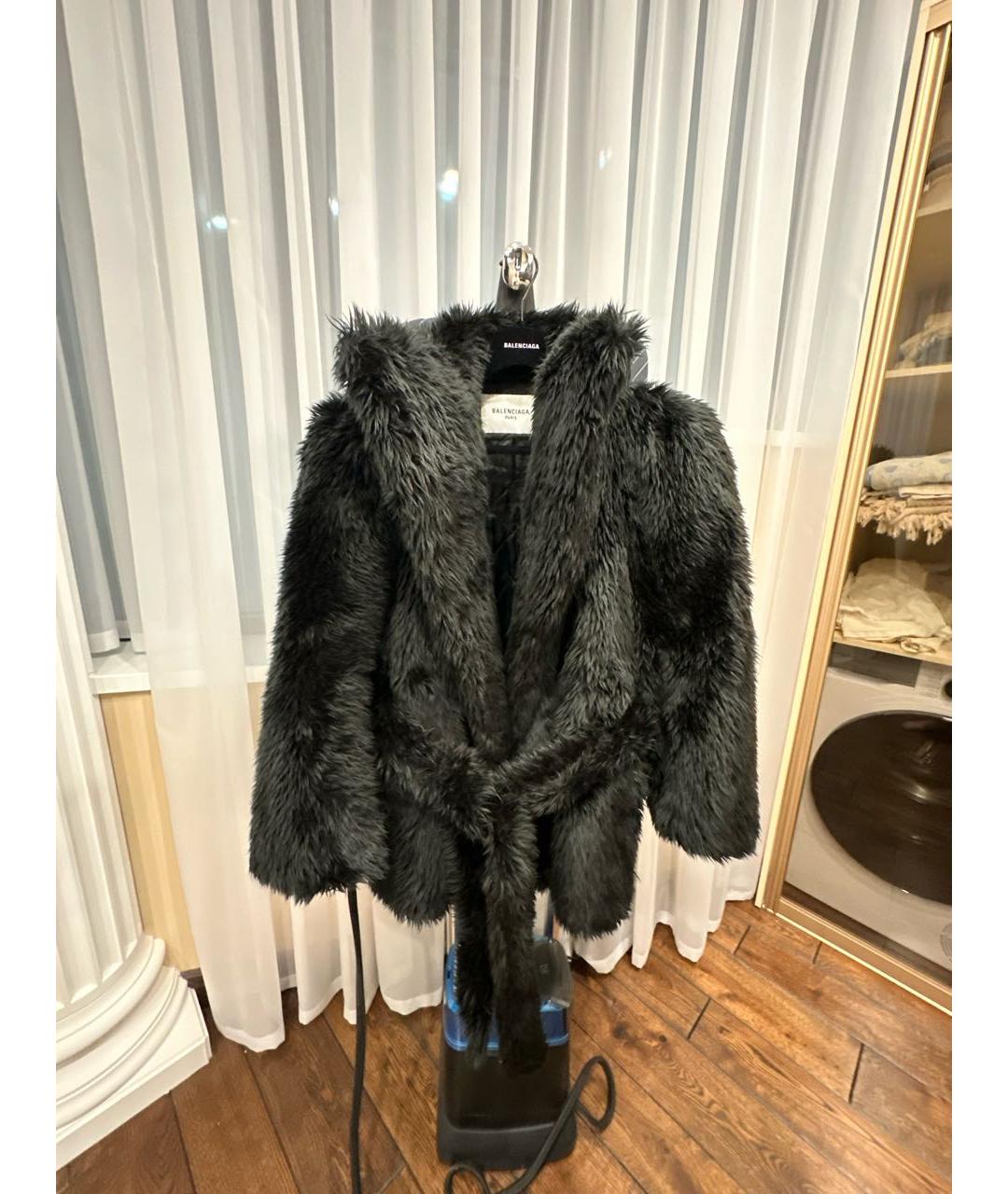 BALENCIAGA Черная полиамидовая шуба, фото 7