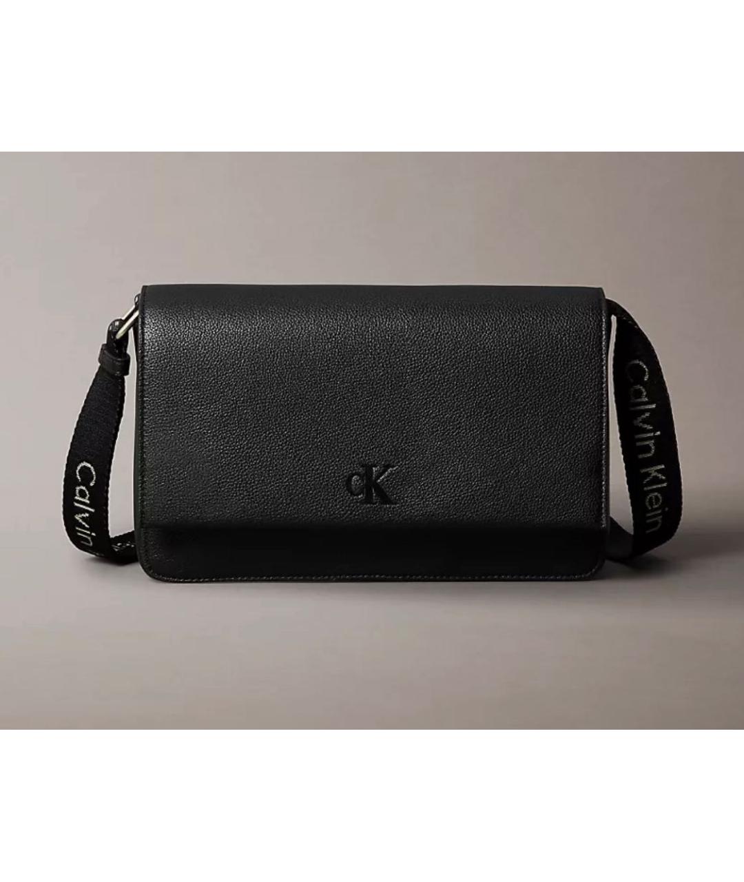 CALVIN KLEIN Черная сумка через плечо из искусственной кожи, фото 7