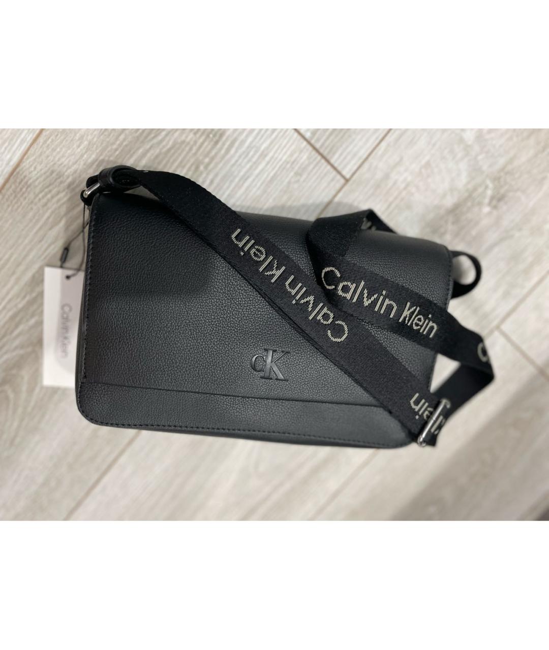 CALVIN KLEIN Черная сумка через плечо из искусственной кожи, фото 5