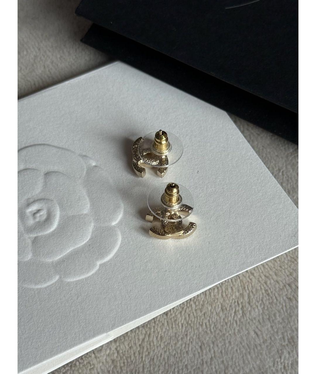CHANEL Золотые металлические серьги, фото 4