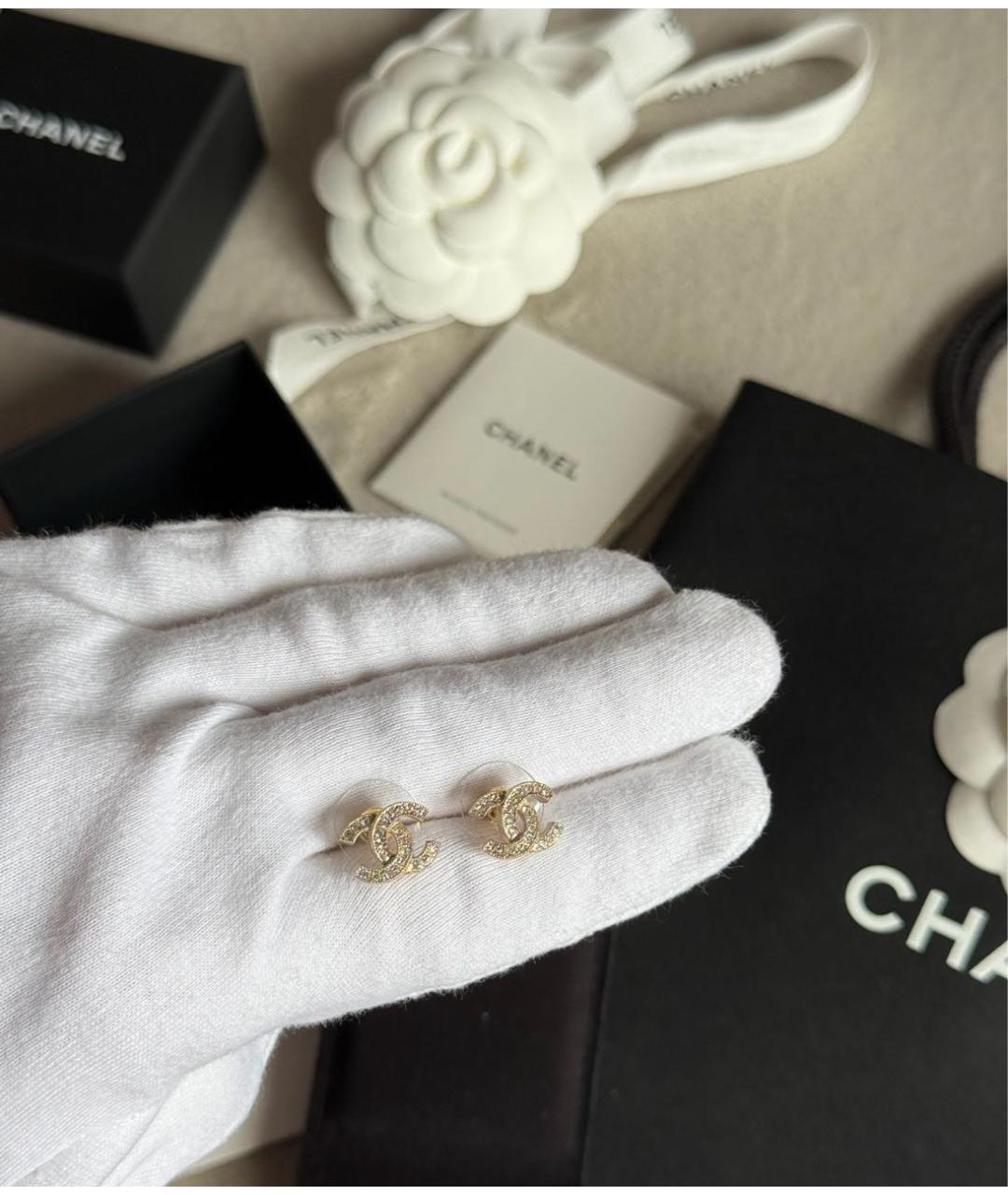 CHANEL Золотые металлические серьги, фото 2