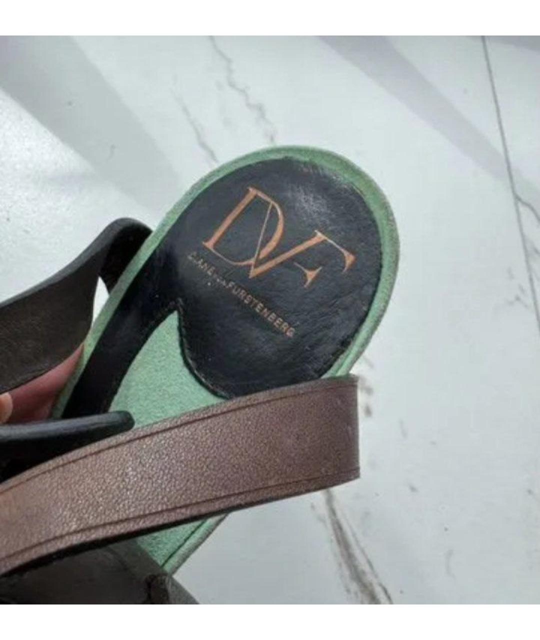 DIANE VON FURSTENBERG Коричневые кожаные босоножки, фото 8