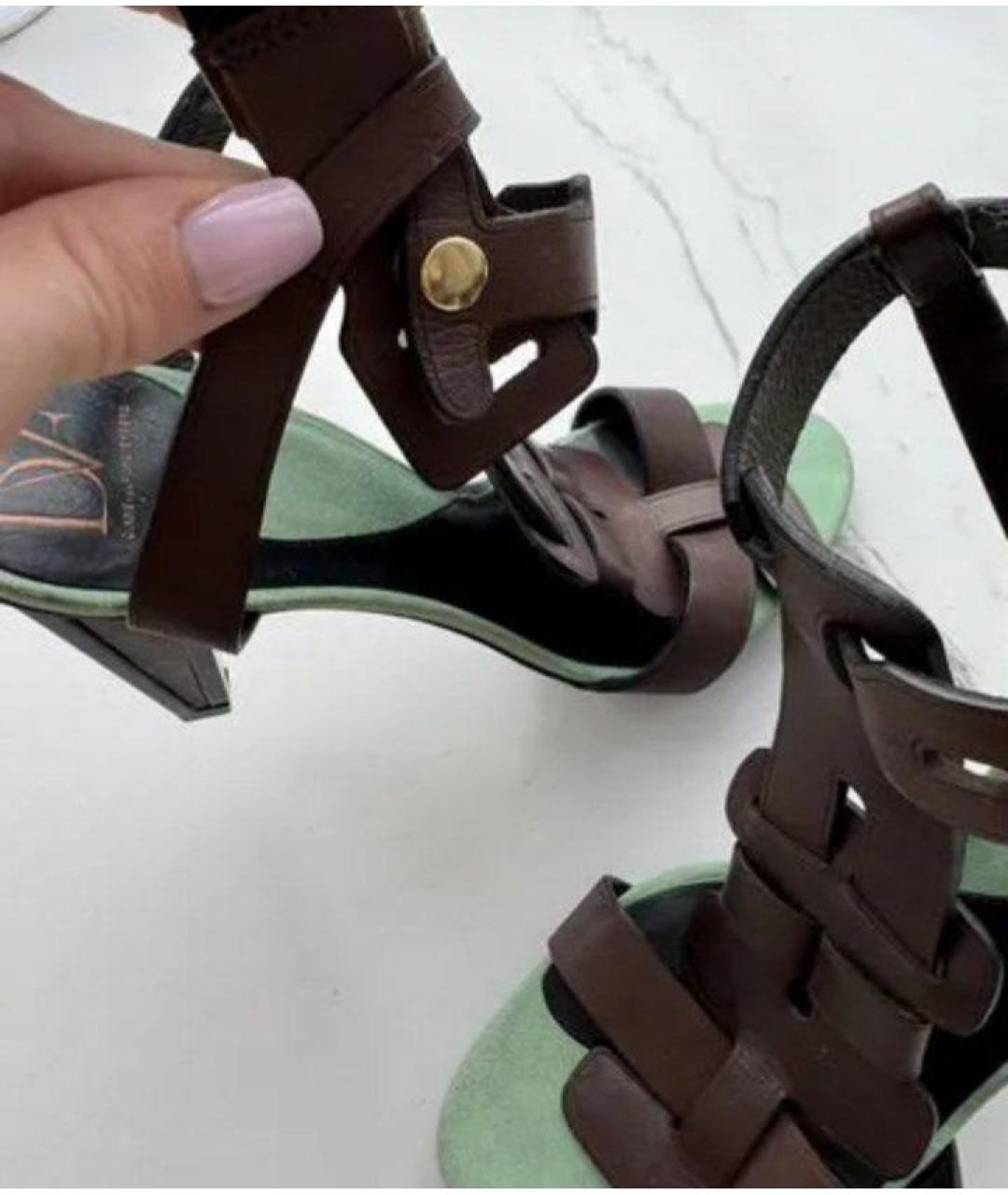 DIANE VON FURSTENBERG Коричневые кожаные босоножки, фото 2