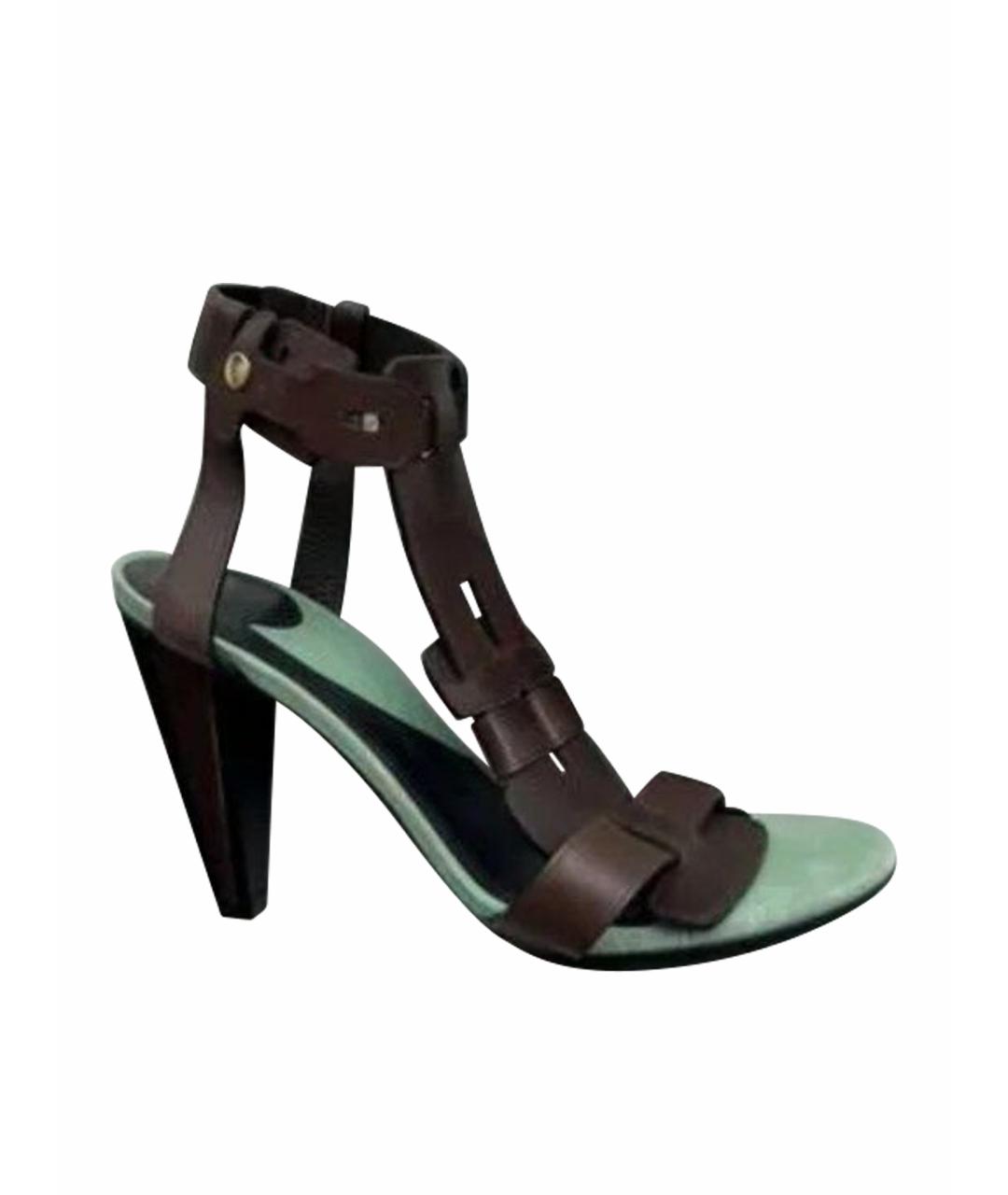 DIANE VON FURSTENBERG Коричневые кожаные босоножки, фото 1