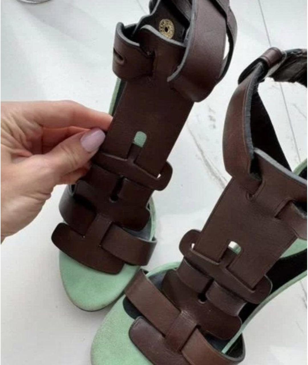 DIANE VON FURSTENBERG Коричневые кожаные босоножки, фото 3