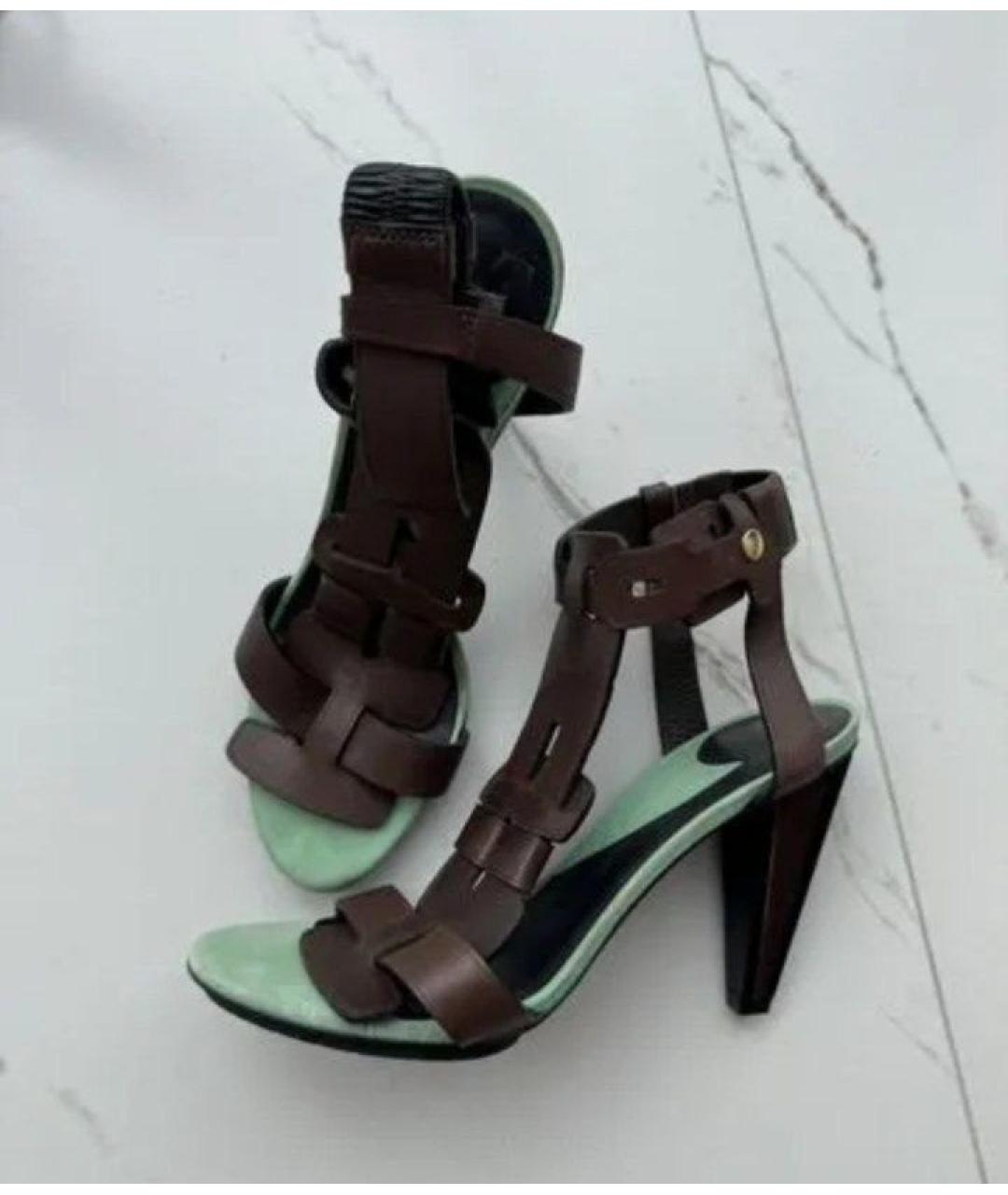 DIANE VON FURSTENBERG Коричневые кожаные босоножки, фото 9