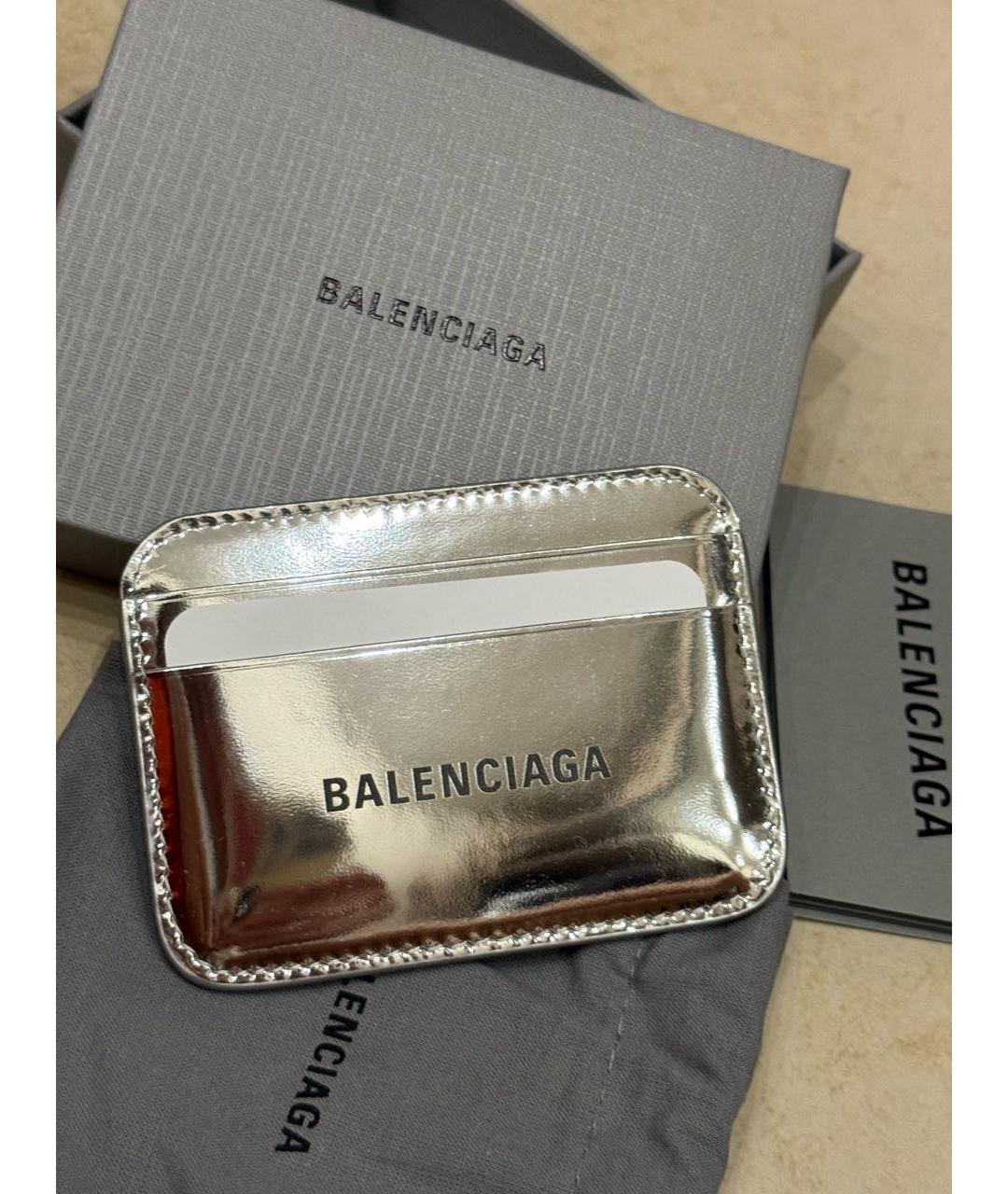 BALENCIAGA Серебрянный кожаный кардхолдер, фото 5