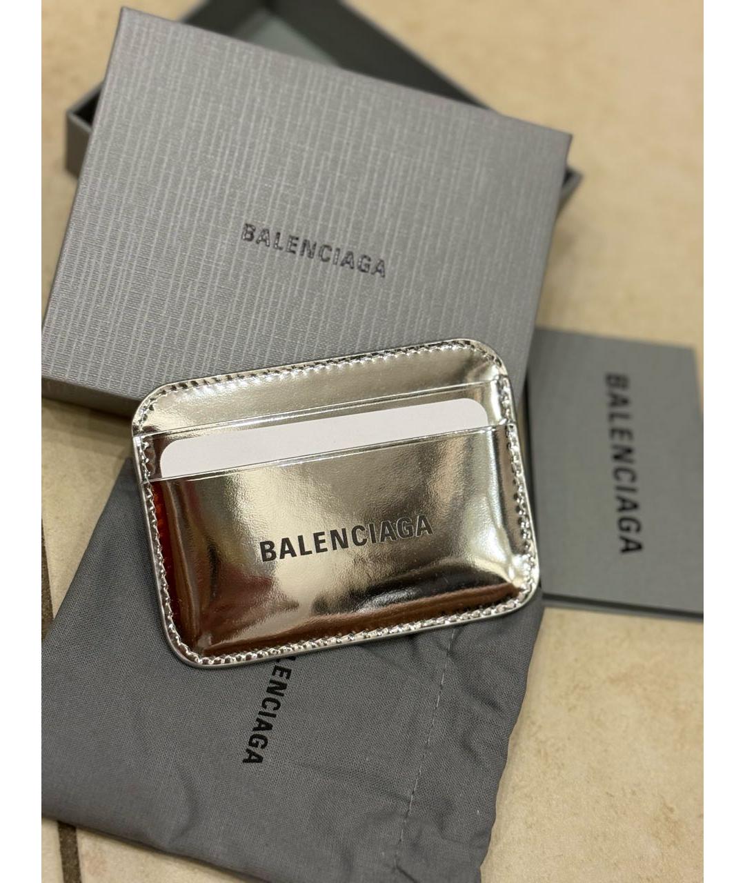 BALENCIAGA Серебрянный кожаный кардхолдер, фото 3