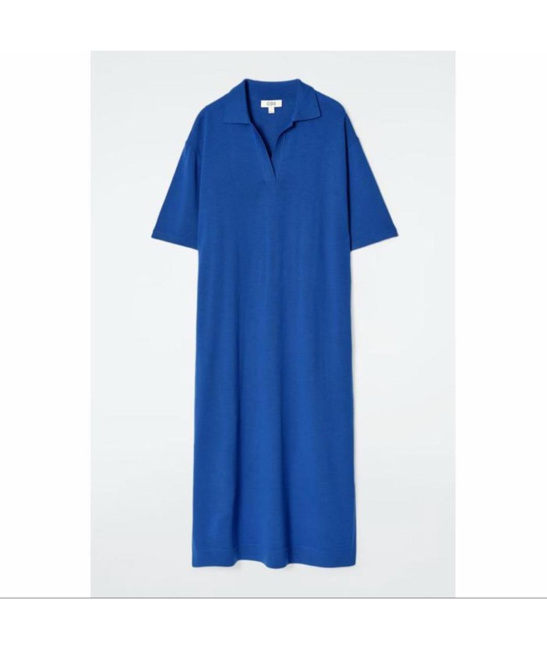 COS Синее шерстяное повседневное платье, фото 8