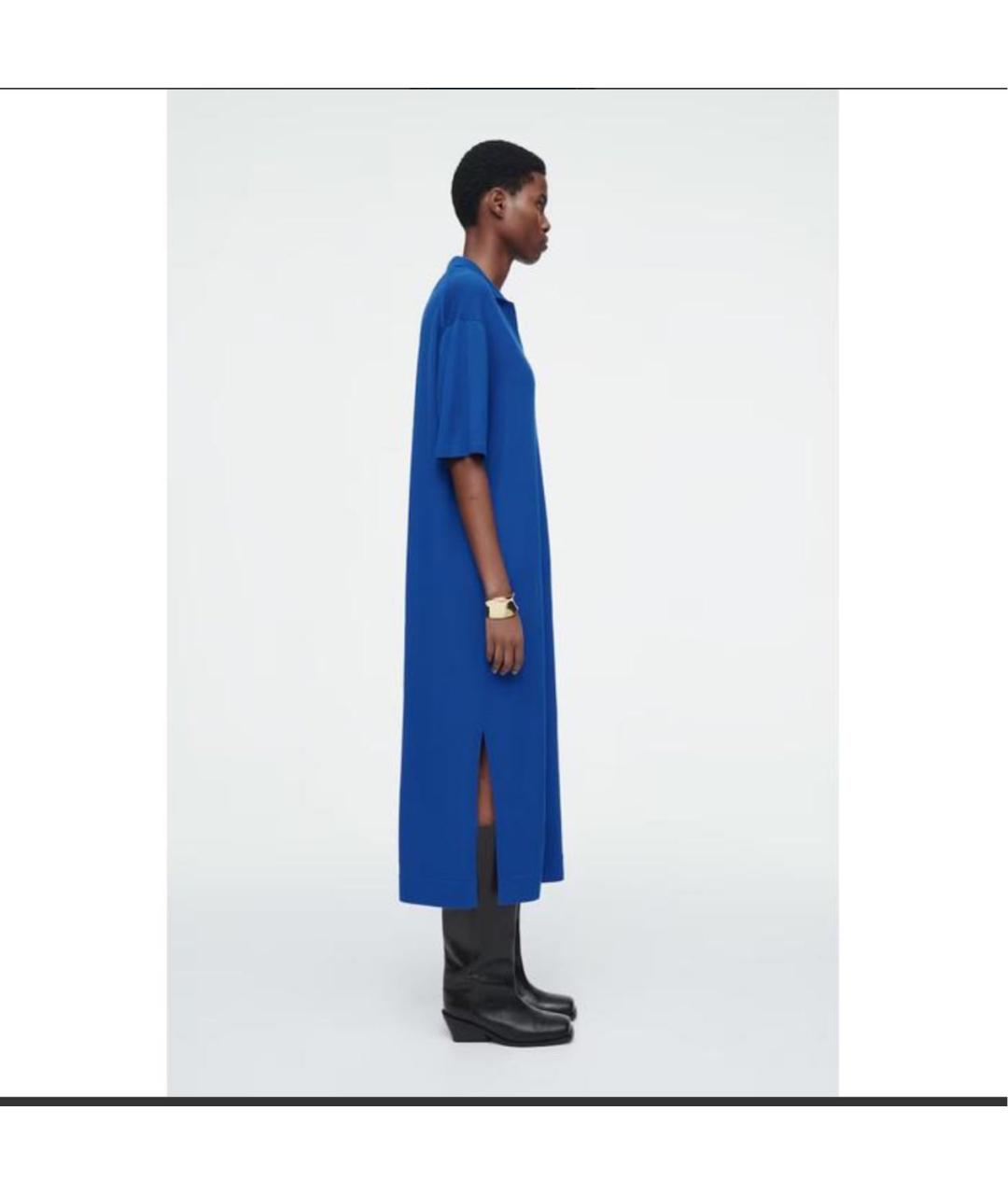 COS Синее шерстяное повседневное платье, фото 5