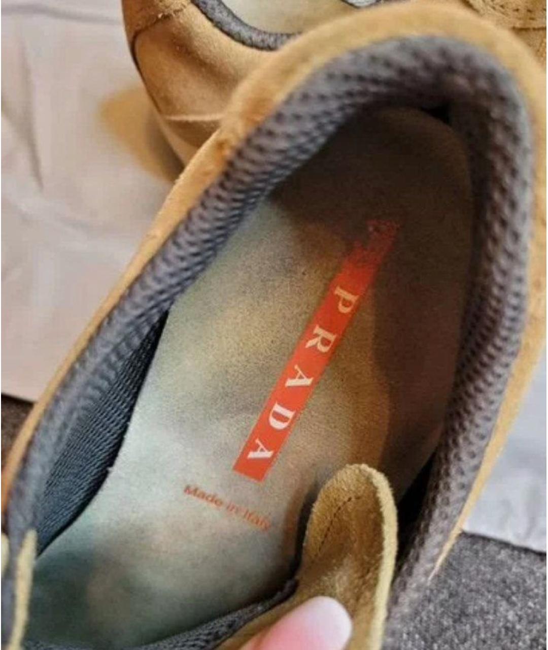 PRADA Бежевые замшевые кеды, фото 4