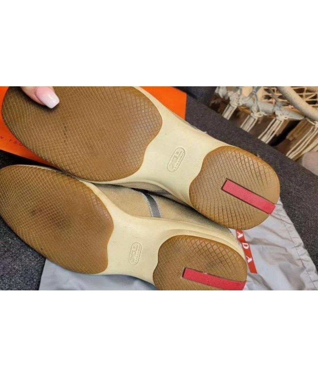PRADA Бежевые замшевые кеды, фото 5