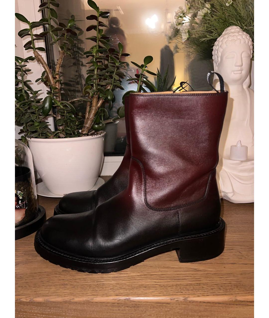 CHRISTIAN DIOR Бордовые кожаные полусапоги, фото 9