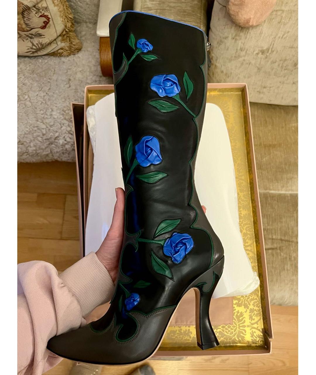 MIU MIU Черные кожаные сапоги, фото 8